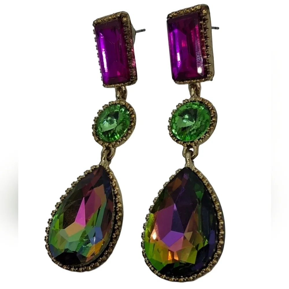 Dazzling Multi-Color Drop Earrings - Picture 5 of 6